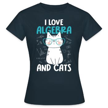 J’adore les maths et les chats - Algèbre - T-shirt Femme - marine - Devant - AI Model Female 172 dark (172cm)