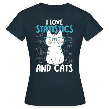 J’aime les chats - Statistiques - T-shirt Femme - marine - Devant - AI Model Female 172 dark (172cm)