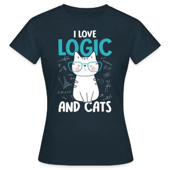 Ich Liebe Katzen - Logik - Frauen T-Shirt - Navy - Vorne - AI Model Female 172 dark (172cm)