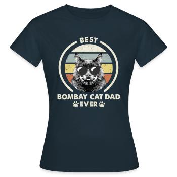 Papa chat - Bombay Katze - T-shirt Femme - marine - Devant - AI Model Female 172 dark (172cm)