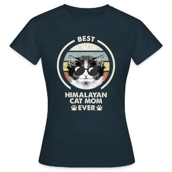 Katzenmama - Himalaya-Katze - Frauen T-Shirt - Navy - Vorne - AI Model Female 172 dark (172cm)