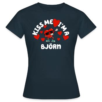 Kiss Me - Nom de la Saint-Valentin Dabbing Heart Björn - T-shirt Femme - marine - Devant - AI Model Female 172 dark (172cm)