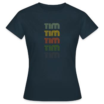 70s Retro Nom Vintage Personnalisé Tim - T-shirt Femme - marine - Devant - AI Model Female 172 dark (172cm)