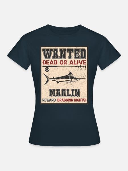 Gesuchte Fisch - Marlin Fischerei - Frauen T-Shirt - Navy