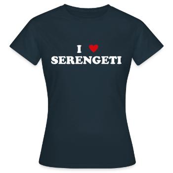 Herz Nationalpark Tanzania - Ich Liebe Serengeti - Frauen T-Shirt - Navy - Vorne - AI Model Female 172 dark (172cm)