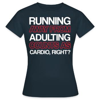 Running Away - Pumping Covers Women In Gym - Women's T-Shirt - navy - Front - AI Model Female 172 dark (172cm)