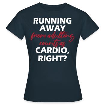 Running Away - Pumping Covers Women In Gym - Women's T-Shirt - navy - Front - AI Model Female 172 dark (172cm)
