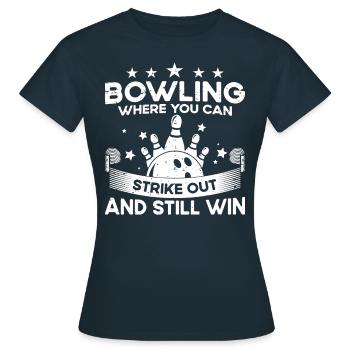 Kann Ausschlagen Und Trotzdem Gewinnen - Bowling - Frauen T-Shirt - Navy - Vorne - AI Model Female 172 dark (172cm)
