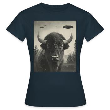 Selfie - Alien Selfie Bison OVNI - T-shirt Femme - marine - Devant - AI Model Female 172 dark (172cm)