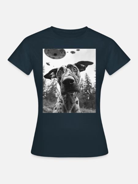 Hund - Alien Selfie Catahoula Leopard UFO - Frauen T-Shirt - Navy