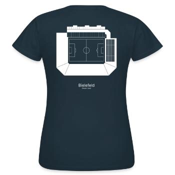 Bielefeld Stadion - Frauen T-Shirt - Navy - Hinten - AI Model Female 172 dark (172cm)