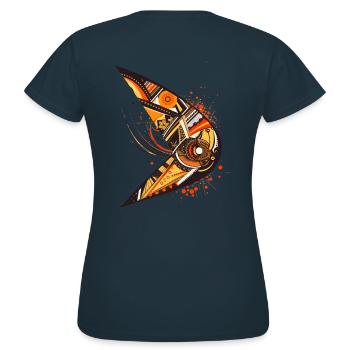 Australischer Bumerang mit Ethno Muster - Frauen T-Shirt - Navy - Hinten - AI Model Female 172 dark (172cm)