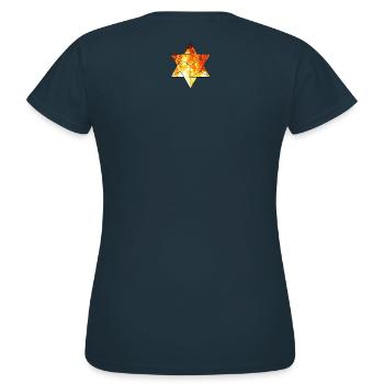 Feuer Merkaba Sterntetraeder - Frauen T-Shirt - Navy - Hinten - AI Model Female 172 dark (172cm)