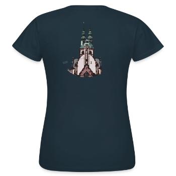 1908 Friedenskirche Kassel - Frauen T-Shirt - Navy - Hinten - AI Model Female 172 dark (172cm)