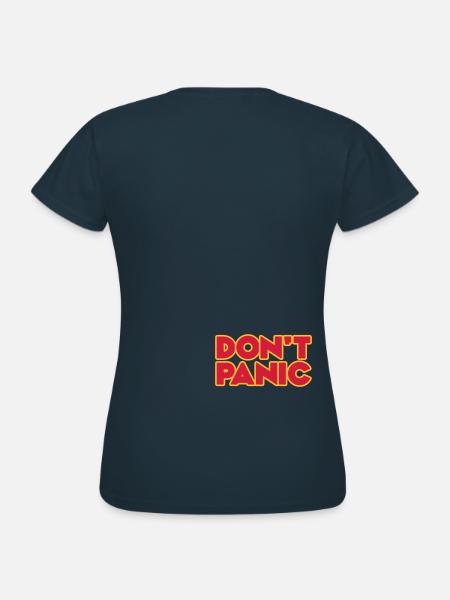 Don't Panic 2zeilig - Frauen T-Shirt - Navy