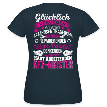 KFZ-Meister Mechatroniker - Frauen T-Shirt - Navy - Hinten - AI Model Female 172 dark (172cm)