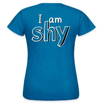I am shy - T-shirt Femme - bleu saphir antique chiné - Dos - AI Model Female 172 dark (172cm)