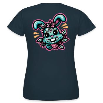 Freaky Bunny - Hase in Neon - Women's T-Shirt - navy - Back - AI Model Female 172 dark (172cm)