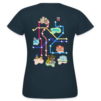Spielstraße UBahn Kinder Rückenmassage play street - Frauen T-Shirt - Navy - Hinten - AI Model Female 172 dark (172cm)