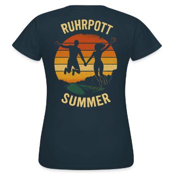 Ruhrgebiet Ruhrpott Sommer Kanal Romantik - Frauen T-Shirt - Navy - Hinten - AI Model Female 172 dark (172cm)