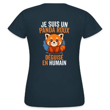 Panda Roux Humain Incognito - T-shirt Femme - marine - Dos - AI Model Female 172 dark (172cm)