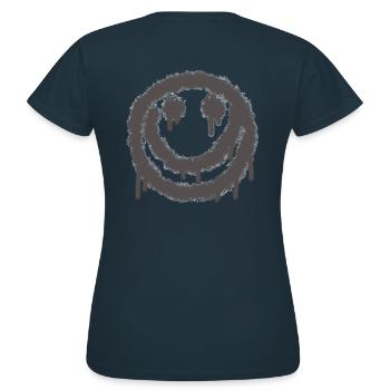 smilie grusel Grau - Frauen T-Shirt - Navy - Hinten - AI Model Female 172 dark (172cm)