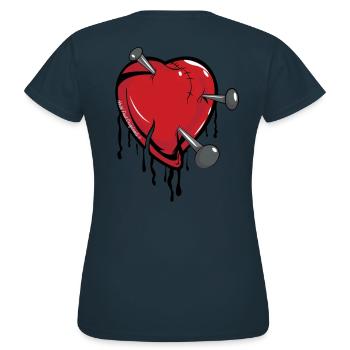 Broken Heart - Frauen T-Shirt - Navy - Hinten - AI Model Female 172 dark (172cm)