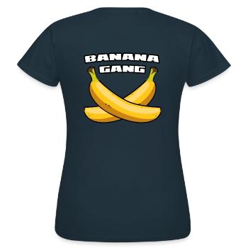 Banana Gang Motiv - Bananen Clique - Frauen T-Shirt - Navy - Hinten - AI Model Female 172 dark (172cm)