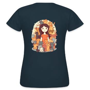 Crazy Cat Lady - Femme avec beaucoup de chats - T-shirt Femme - marine - Dos - AI Model Female 172 dark (172cm)