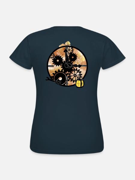 Steampunk Uhr mit Mechaniker - Frauen T-Shirt - Navy