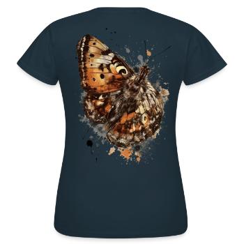 Schmetterling Tinte und Aquarell - Frauen T-Shirt - Navy - Hinten - AI Model Female 172 dark (172cm)