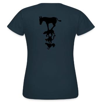 Bremer Stadtmusikanten - mal anders. - Frauen T-Shirt - Navy - Hinten - AI Model Female 172 dark (172cm)
