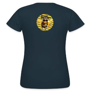 Bumse Bienchen - Biene mit Sonnenbrille und Bier - Frauen T-Shirt - Navy - Hinten - AI Model Female 172 dark (172cm)