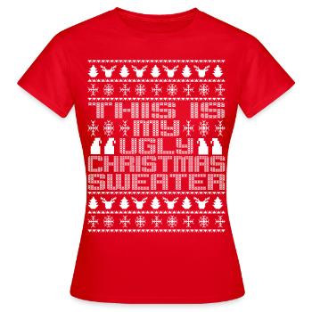 Dette er min grimme julesweater - Dame-T-shirt - rød - Foran - AI Model Female 172 dark (172cm)