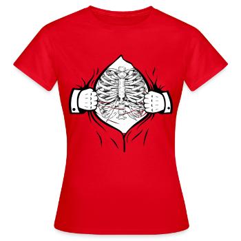 Skelett Brustkorb offen - Frauen T-Shirt - Rot - Vorne - AI Model Female 172 dark (172cm)