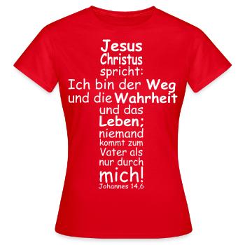 Jesus ist der Weg - Frauen T-Shirt - Rot - Vorne - AI Model Female 172 dark (172cm)