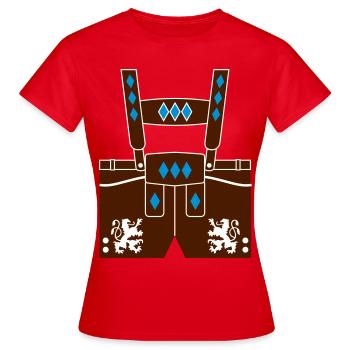 Leather pants with Loewen - Women's T-Shirt - red - Front - AI Model Female 172 dark (172cm)