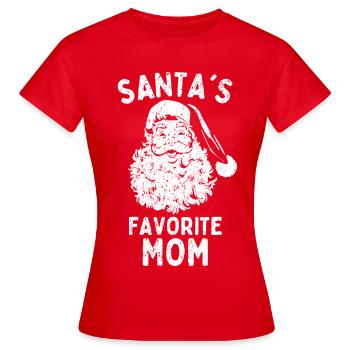 Christmas Mama Santa's favorite Mom - Women's T-Shirt - red - Front - AI Model Female 172 dark (172cm)