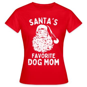 Weihnachten Hunde mom Santa's Favorite dog mom - Frauen T-Shirt - Rot - Vorne - AI Model Female 172 dark (172cm)