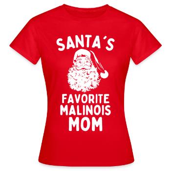 Weihnachten Malinois mom Santa's Favorite Malinois - Frauen T-Shirt - Rot - Vorne - AI Model Female 172 dark (172cm)