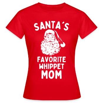 Weihnachten Whippet mom Santa's Favorite Whippet - Frauen T-Shirt - Rot - Vorne - AI Model Female 172 dark (172cm)