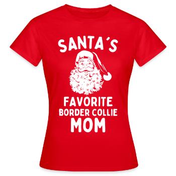 Noël Border Collie maman Père Noël Chien préféré - T-shirt Femme - rouge - Devant - AI Model Female 172 dark (172cm)