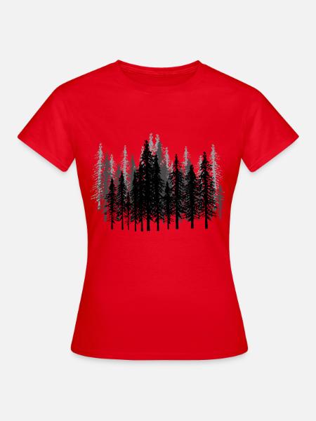 Mystischer gruseliger Wald Horror Halloween Tanne - Frauen T-Shirt - Rot