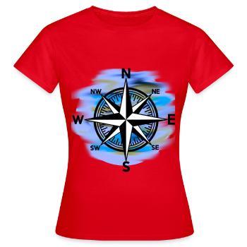 Windrose Kompass maritim Seefahrt - Frauen T-Shirt - Rot - Vorne - AI Model Female 172 dark (172cm)
