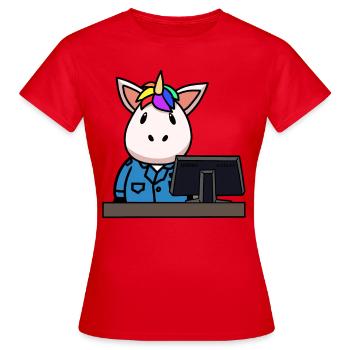 Einhorn Berufe Job Arbeitsbereich Einsatz Gewerbe - Frauen T-Shirt - Rot - Vorne - AI Model Female 172 dark (172cm)