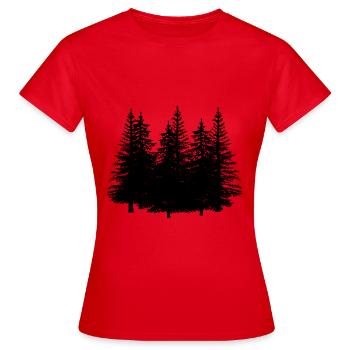 Wald Schwarz Natur Nadelbäume Baum Bäume - Frauen T-Shirt - Rot - Vorne - AI Model Female 172 dark (172cm)