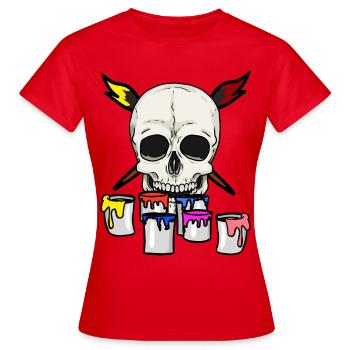 Crânes artistes peintre métier métier brosse - T-shirt Femme - rouge - Devant - AI Model Female 172 dark (172cm)