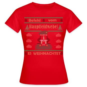 Befehl vom Hauptfw Ugly Christmas Bundeswehr - Frauen T-Shirt - Rot - Vorne - AI Model Female 172 dark (172cm)