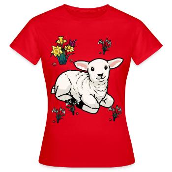 Joyeuse Pâques Nature Printemps Agneau mouton mouton mouton - T-shirt Femme - rouge - Devant - AI Model Female 172 dark (172cm)