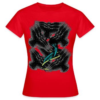 Plumes ailes mort Corbeaux Au-delà de la tristesse - T-shirt Femme - rouge - Devant - AI Model Female 172 dark (172cm)